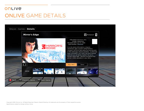 OnLive screen shot