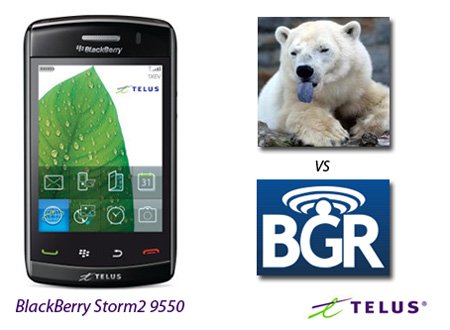 Telus lauches Blackberry Storm 2. More Polar bear jokes ensue.